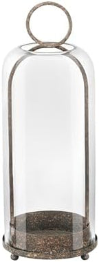 16" High Versatile Modern Metal Hurricane Lantern with Handmade Sturdy Glass Dome in Rustic Brown for Pillar Candle & Plants, Industrial, Farmhouse, Shabby Chic (Brown, 6.3:x16.5) by Unknown