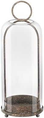 16" High Versatile Modern Metal Hurricane Lantern with Handmade Sturdy Glass Dome in Rustic Brown for Pillar Candle & Plants, Industrial, Farmhouse, Shabby Chic (Brown, 6.3:x16.5) by Unknown