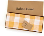 Solino Home 100% Linen Table Runner, 14 x 72 in, Mustard and White Check - Image 5