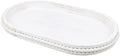 Hrastany Whitewashed Oval Wood Coffee Table Serving Tray with Beads for Ottoman by Hrastany