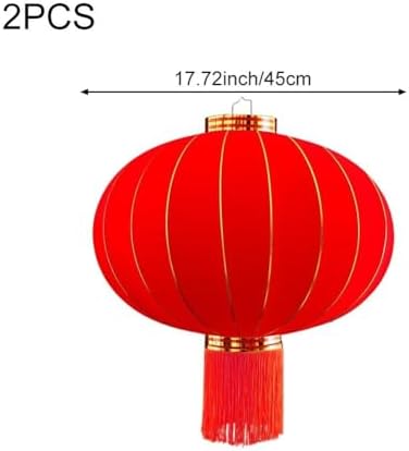 Chinese New Year Lantern 2pcs Traditional Spring Festival Hanging Ornament, Flocking Cloth Lantern with Tassels for Lunar New Year - Image 4