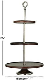 Deco 79 Modern Mango Wood Tiered Server, 14" x 14" x 25", Dark Brown - Image 3