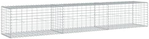 vidaXL Gabion Basket with Cover - Galvanized Iron Cage, 118.1"x19.7"x19.7", Outdoor Landscaping & Decor Solution - Image 7