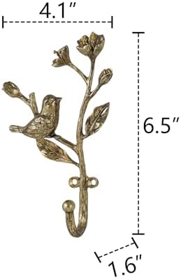 SOFFEE DESIGN 2pcs Metal Dark Gold Coat Hooks with 3D Bird & Flower Buds Shape, for Entryway, Bathroom, Bedroom Farmhouse Decoration - Image 5