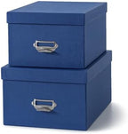 Soul & Lane - Blue Stacking Storage Boxes with Label Holders, Set of 2 by SoulLane