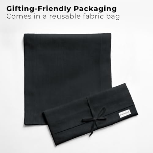 Easy Linen™ by D'Moksha, Linen-Look Texture, Recycled Fabric Table Runner, Black, 14 x 108 Inch, Wrinkle Resistant, Machine Washable - Fall, Everyday Dining - Image 4