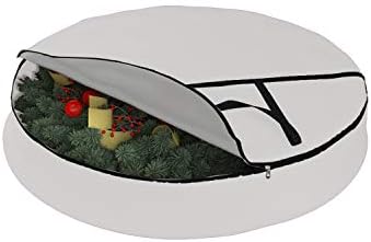Covers & All Christmas Wreath Storage Bag 12 Oz with Carrying Handle & Dual Zipper - 100% Water Resistant Durable Material Storage Bag - Holiday Xmas Tear Resistant Bag (40" Dia x 7" H, White) - Image 4
