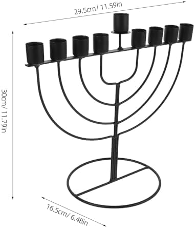 Black Zinc Alloy Hanukkah Menorah Candle Holder with 9 Branches - Image 2