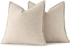 MIULEE Decorative Linen Euro Sham Pillow Covers 24x24 Natural Beige Boho Farmhouse Neutral Couch Throw Pillows for Bed Pack of 4 Accent Modern Pillowcase Sofa Livingroom Home Decor - Image 6