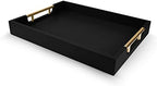 Wooden Decorative Coffee Table Tray, 16" Matte Finish Serving Tray with Handles for Ottoman, Living Room, Perfume, Vanity Dresser Organizer (Carbon Black) by NELONY