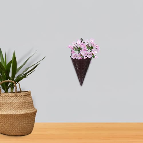 INOOMP Rattan Decorative Hanging Wall Basket Set Lightweight Cone Shaped Woven Planters for Balcony Garden and Home Storage Rustic Style Hanging Storage Basket for Flowers and Green Plants - Image 6