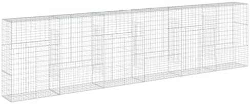 vidaXL Gabion Basket Galvanized Iron 236.2"x19.7"x59.1" - -, Tool-Free Assembly, Versatile Landscaping Use - Image 7