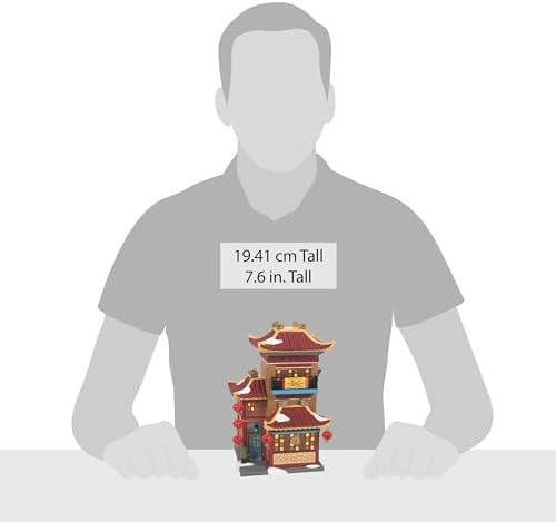 Department 56 Christmas in the City Village Collection Lunar New Year Dragon Tea House Lit Building- Hand Crafted Resin Buildings Lunar Dragon Figurine Village Houses with Lights Home Decor, 7.64 Inch - Image 4