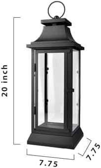 Serene Spaces Living Black Metal Hurricane Lantern with Clear Glass Panels – Hanging or Tabletop Decorative Lantern for Indoor & Outdoor – for Weddings, Parties, Home Decor, 20" Tall & 7.75" Square - Image 5