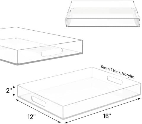 ATZYmolin 16"x12" Large Acrylic Serving Tray, Vanity Platter, Clear - Image 3