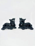 Pair of Pixiu Fengshui Statue, Black Obsidian Gemstone Pixiu Statue, Home Decoration Gift Idea Lunar New Year (5.1" L) by NATURALMARBLE
