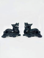 Pair of Pixiu Fengshui Statue, Black Obsidian Gemstone Pixiu Statue, Home Decoration Gift Idea Lunar New Year (5.1" L) by NATURALMARBLE