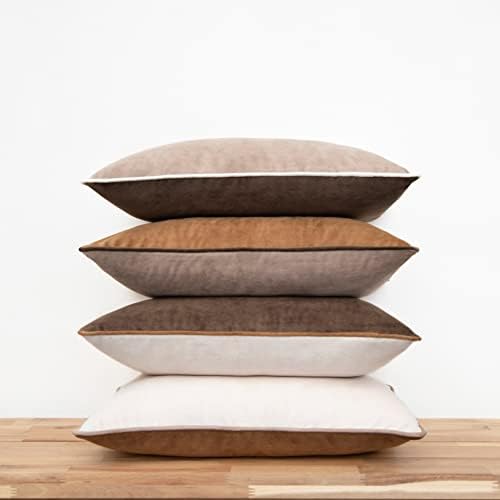MONDAY MOOSE Decorative Throw Pillow Covers Cushion Cases, Set of 4 Soft Velvet Modern Double-Sided Designs, Mix and Match for Home Decor, Pillow Inserts Not Included (12x20 inch, Brown/Beige) - Image 5