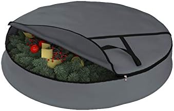 Covers & All Christmas Wreath Storage Bag 12 Oz with Carrying Handle & Dual Zipper - 100% Water Resistant Durable Material Storage Bag - Holiday Xmas Tear Resistant Bag (40" Dia x 7" H, Grey) - Image 4