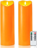 Homemory 4"x12" Halloween Orange Flameless Candles, Fall Candles, Outdoor Waterproof Flameless Candles with Remote and Timers, Battery Operated LED Pillar Candles, Won't Melt Plastic, Set of 2 by Homemory