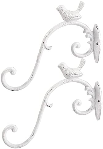 Sungmor Cast Iron Plant Hanger Wall Hooks - Bird Shape & White & 2PC by Sungmor
