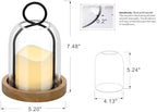 7.5" High Versatile Black Metal Candle Holder with Handmade Sturdy Glass Dome and Natural Wooden Base for Pillar Candle & Plants, Industrial, Farmhouse, Shabby Chic, Display Cloche Bell Jars - Image 2