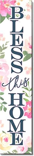 Spoontiques Bless This Home Porch Sign - Decorative Home Décor Wooden Signs - Rustic Outdoor Decoration - Durable and Weatherproof - Entryway Decoration - 8” x 40” by Spoontiques