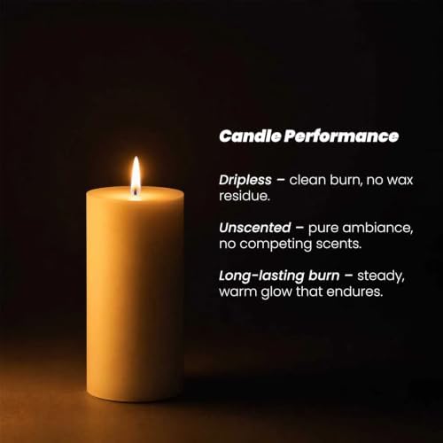 Sandraheer 24 Ivory Pillar Candles and Ribbed Hurricane Glass Candleholder - Image 5