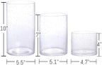 Large Hurricane Candle Holder Set of 3 Clear Candle Holders for Pillar Candles, Seeded Bubbles Glass Candle Holder for Table Centerpiece, Glass Cylinder Vases for Home, Patio and Wedding 10" 7" 4" H - Image 2