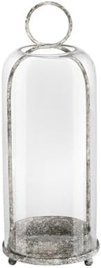 16" High Versatile Modern Metal Hurricane Lantern with Handmade Sturdy Glass Dome in Rustic Black for Pillar Candle & Plants, Industrial, Farmhouse, Shabby Chic by Unknown