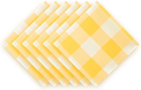 Buffalo Plaid Table Napkins Set of 50 Checkered Cloth Napkins 17x17 inch Washable Dinner Gingham Pattern Napkins Soft Napkins for Wedding Party Dining Banquet(Yellow and White) - Image 4