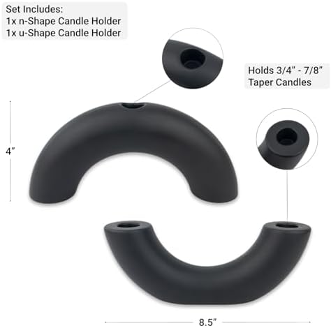 Taper Candle Holder Set - Candle Stick Holders for Dining Room Table, Entryway Table, or Fireplace Mantel - Modern Candelabra Home Decor (Black) - Image 4