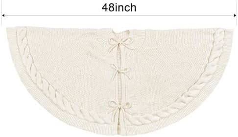 48 inch Christmas Tree Skirt: Cable Knit Tree Skirt for 7.5ft Tree, Cream White Tree Skirt, Vintage Tree Skirts, Rustic Farmhouse Christmas Decorations - Image 2