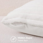 decorUhome Fall Faux Fur Throw Pillow Covers 24x24 Set of 2 White - Image 3