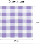 Cupuamon Buffalo Plaid Table Napkins Set of 100, 17x17 inch, Lavender and White, Polycotton Blend, Plaid Pattern - Image 2