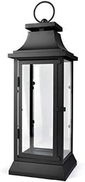 Serene Spaces Living Black Metal Hurricane Lantern with Clear Glass – 15" Tall, 5" Square. Versatile Hanging/Tabletop Candle Holder for Weddings, Parties, Indoor & Outdoor Home décor. by SereneSpacesLiving