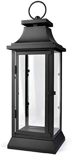 Serene Spaces Living Black Metal Hurricane Lantern with Clear Glass – 15" Tall, 5" Square. Versatile Hanging/Tabletop Candle Holder for Weddings, Parties, Indoor & Outdoor Home décor. by SereneSpacesLiving