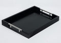 Serving Tray with Polished Metal Handles, 16.5''x12'' Rectangle Coffee Table Tray, Modern Decorative Tray, Large Ottoman Tray, Perfect for Storage and Display (Black) by thewense