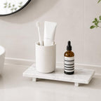 Natural Marble Tray Pedestal Stand, 8.7"x3.5" Bathroom Counter Stone Trays - Image 5