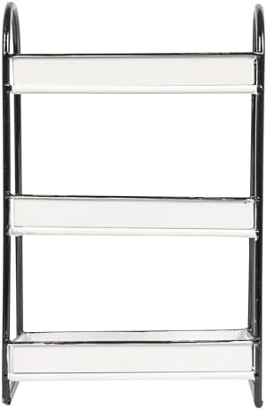 Creative Co-Op Heavily Distressed White 3-Tier Metal Tray with Black Frame & Rim - Image 5