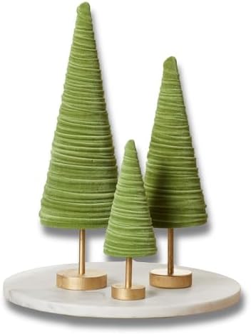 Pedestal Fern Velvet Trees Set of 3, Valentine Tree, Modern Mantel Decor, Holiday Centerpiece Handcrafted, Earthy Cozy Home Gift for, Farmhouse Shelf Sitter (Fern) by YourHeartsContent