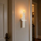 12 Flameless Led Taper Windows Candles with Sensor Dusk to Dawn & Ivory Striped Candlesticks with Suction Cups, Roman Column Christmas Window Candle Battery Operated for Home Decor - Image 6