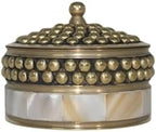Decorative Jewelry Trinket Box Unique Gift for Home Decor Antique Metal Case with Mother of Pearl Sindoor Box/Coin Box (Beaded-1) - Image 2