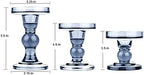 KiaoTime Set of 3 Glass Pillar Candle Holder Candlestick Taper Candle Set Crystal Blue Candlesticks Holder for Home Fireplace Table Bath Wedding Decoration - Image 2