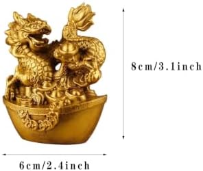 Brass Dragon Statues Chinese Feng Shui Zodiac Statue Small Lucky Figurine Animal Sculpture Ornament for Home Office Decor (Dragon) - Image 2