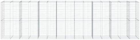 vidaXL Gabion Basket - Galvanized Iron Outdoor Cage with Cover, Silver, 295.3"x39.4"x78.7" - Image 4