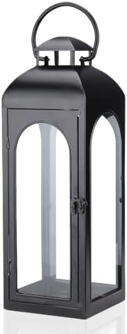 MUMTOP Decorative Lantern 16 Inch Black Metal Candle Holders 1 Pack by MUMTOP
