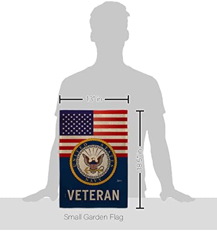 US Navy Veteran Burlap Garden Flag - Set with Stand Armed Forces USN Seabee United State American Military Retire Official - House Banner Small Yard Gift Double-Sided Made in USA 13 X 18.5 - Image 2