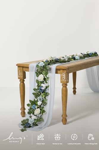 Ling's moment 5 FT Dusty Blue Artificial Flower Garland - Image 2