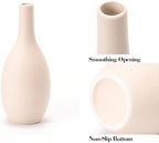 Beige Ceramic Vase Home Decor Small Flowers Vase Set of 4 Living Room Decoration Bookshelf Bedroom Kitchen Dining Table Modern Farmhouse - Image 4